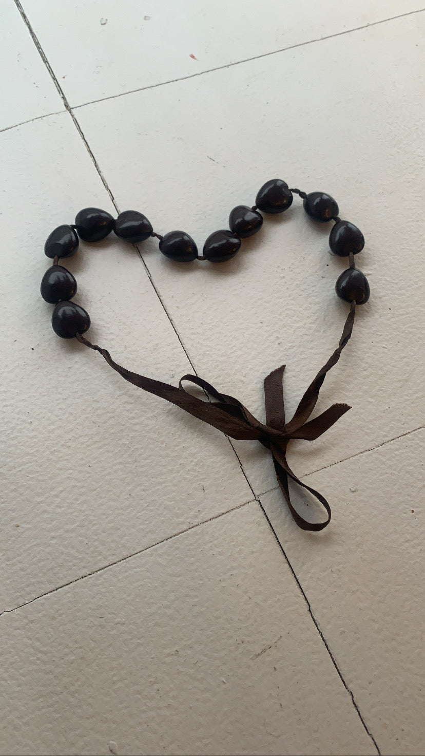 Choco Ribbon Beaded Necklace