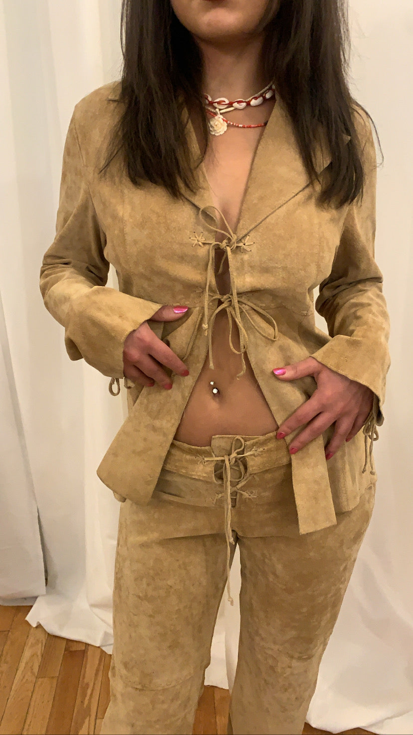 LUXURY CONSIGNMENT - Tan Suede Leather Co-Ord Set