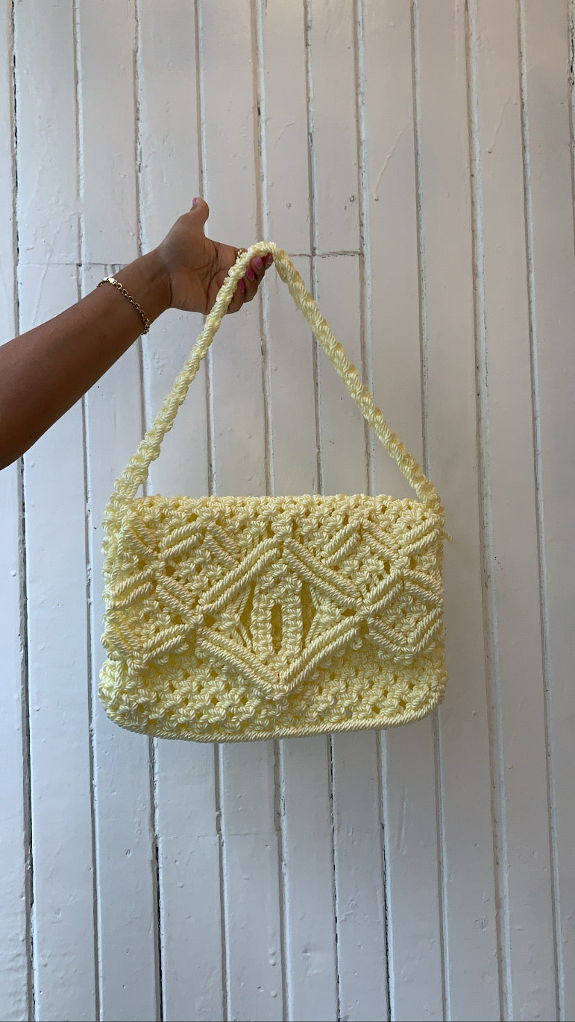 Butter Yellow Macramé Shoulder Bag