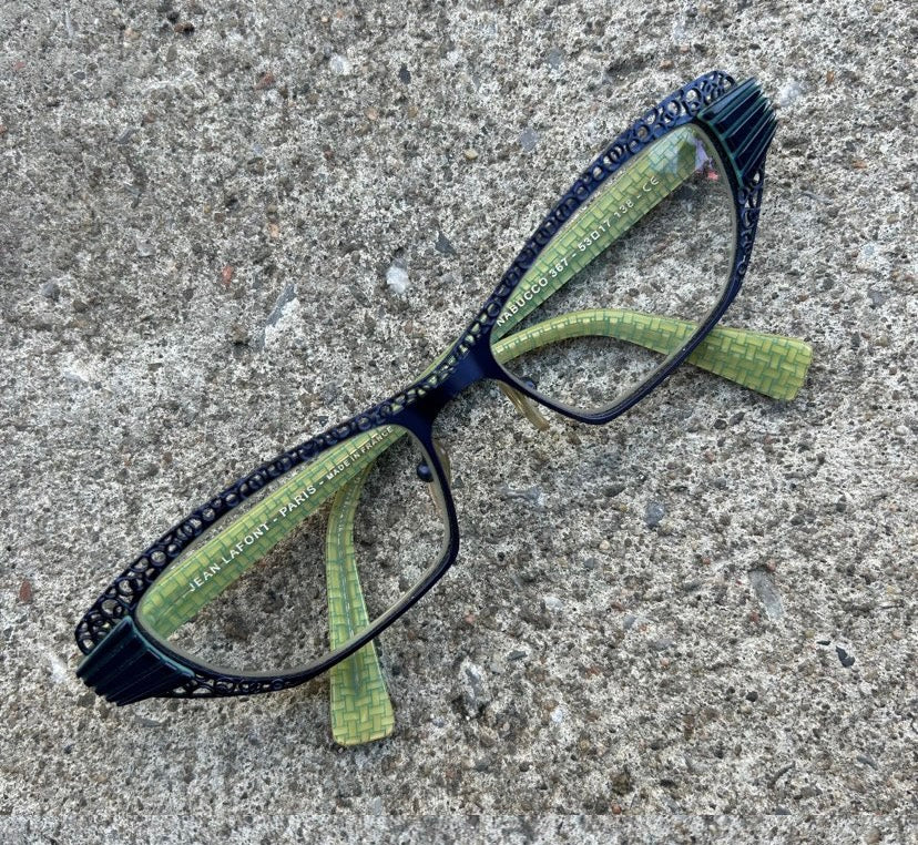 Metallic Blue Bayonetta-Style Glasses