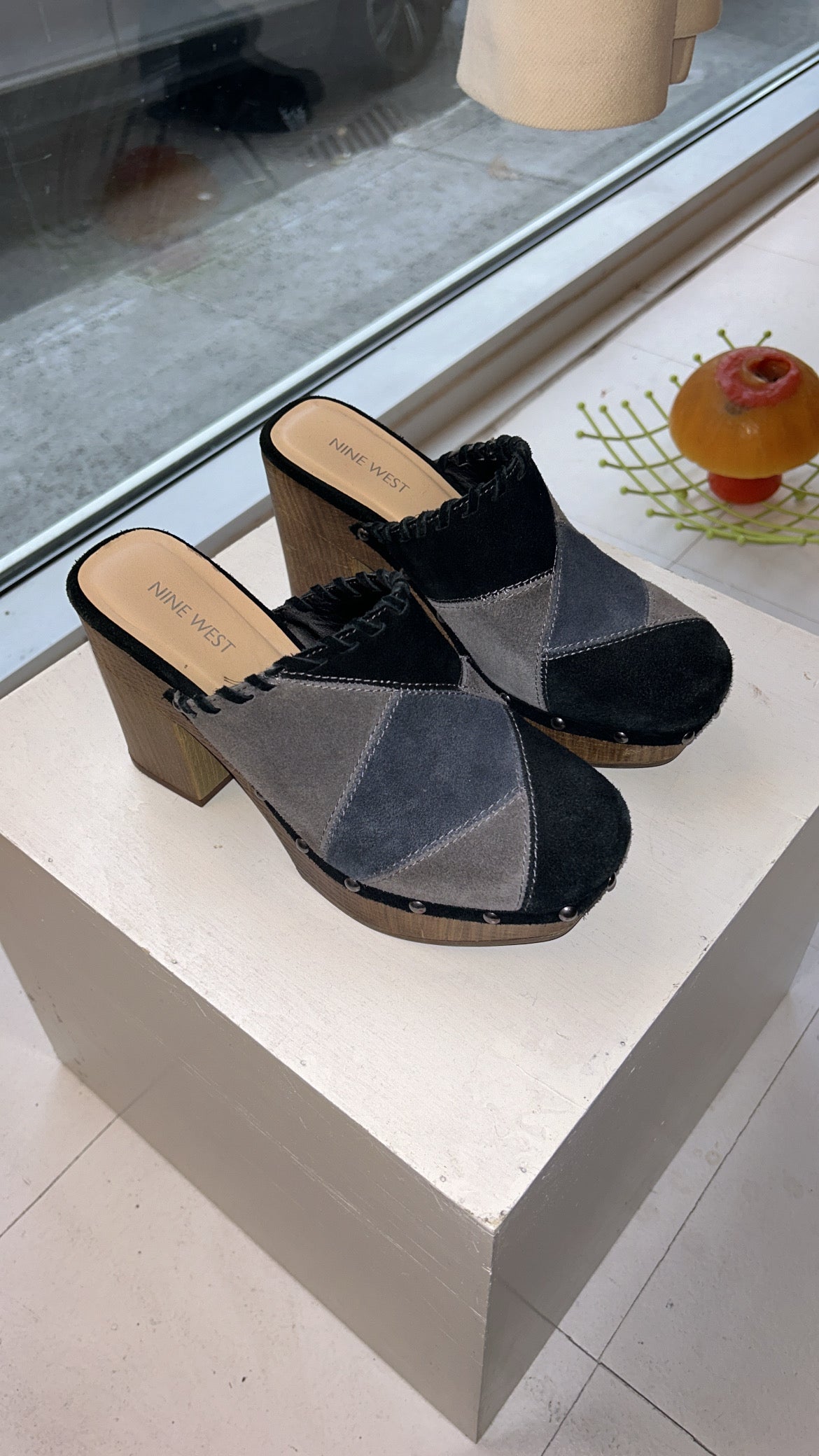 Suede Patchwork Clogs