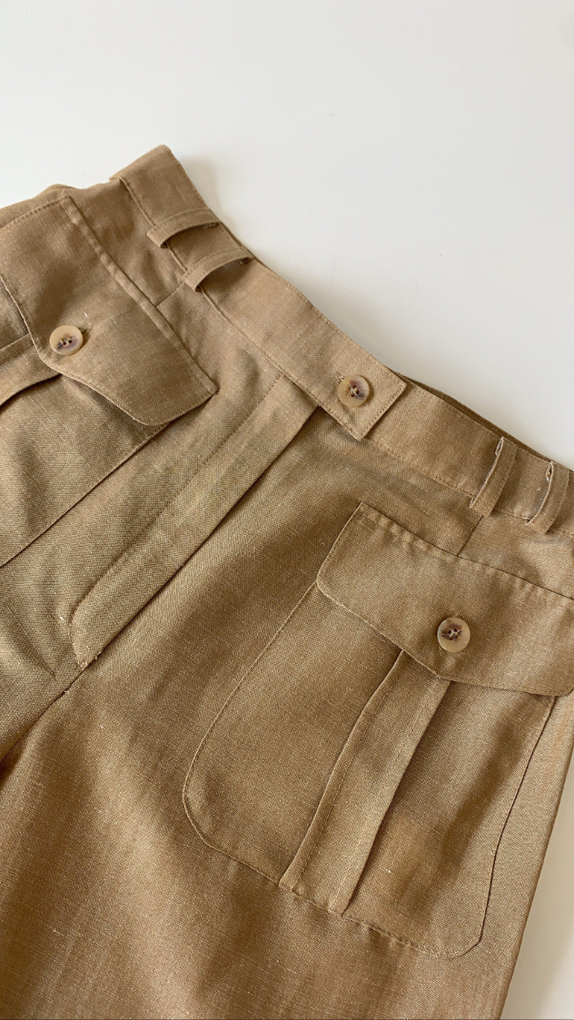 Wool-Linen Blend Safari Shorts