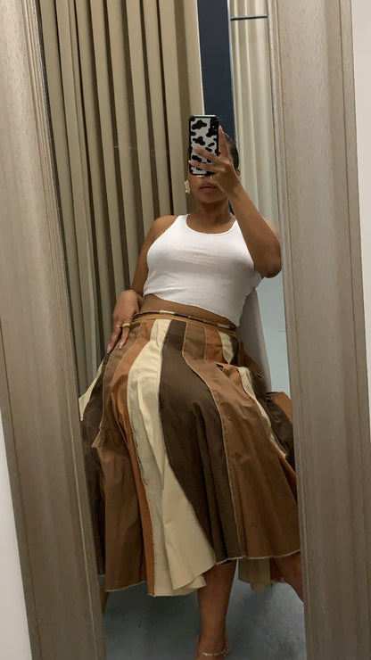 Hues of Brown Flared Skirt