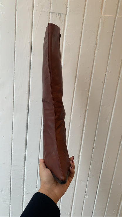 Brown Leather Pointy Toe Boots