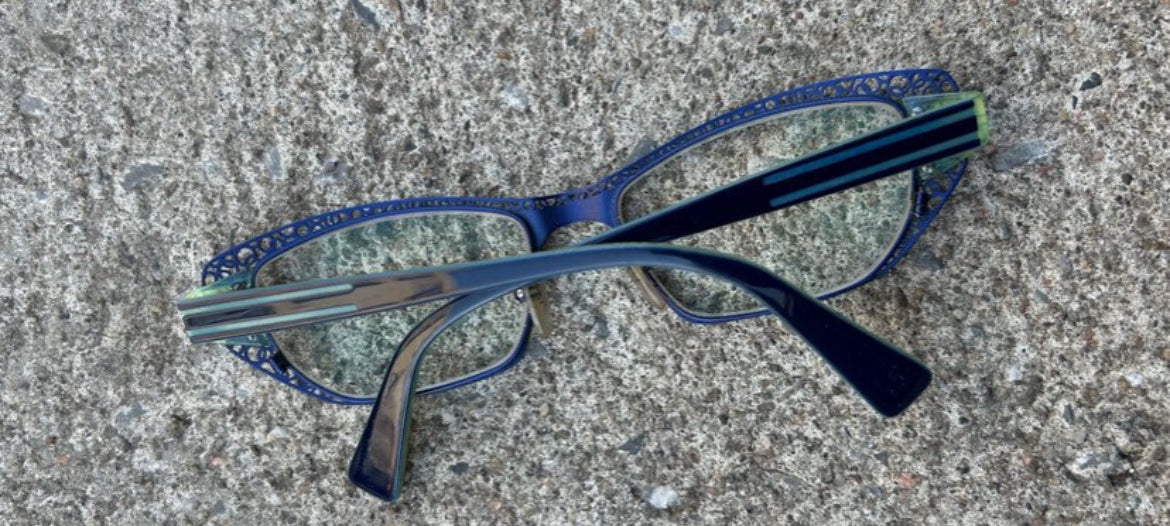 Metallic Blue Bayonetta-Style Glasses