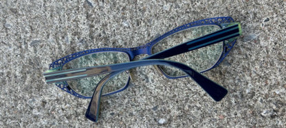 Metallic Blue Bayonetta-Style Glasses