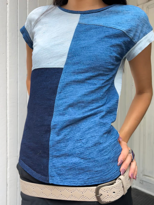 Blue Patchwork Tee