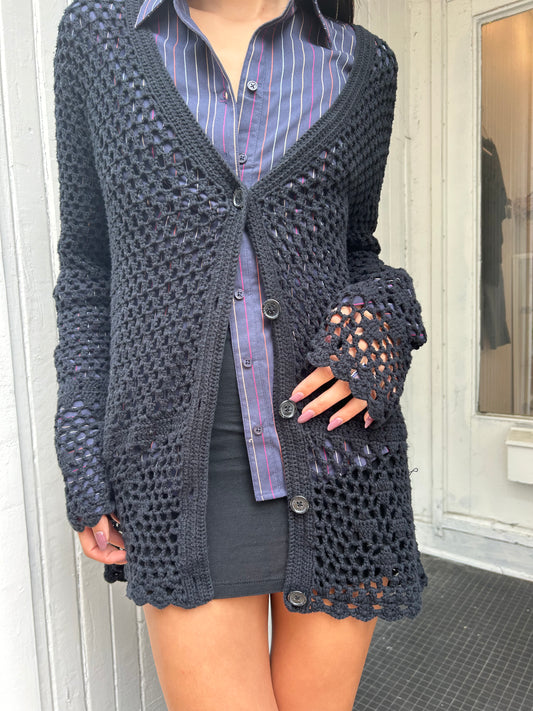 Michael Kors Black Crochet Cardigan