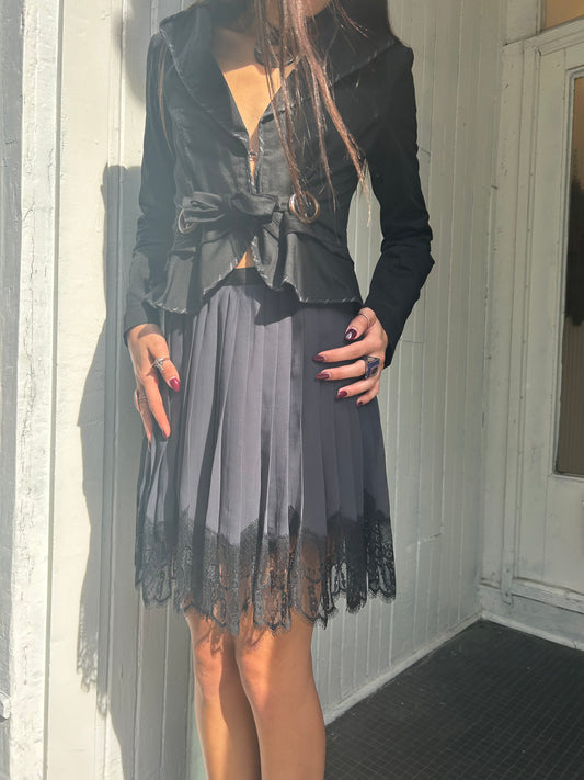 Gray and Black Lace Skirt