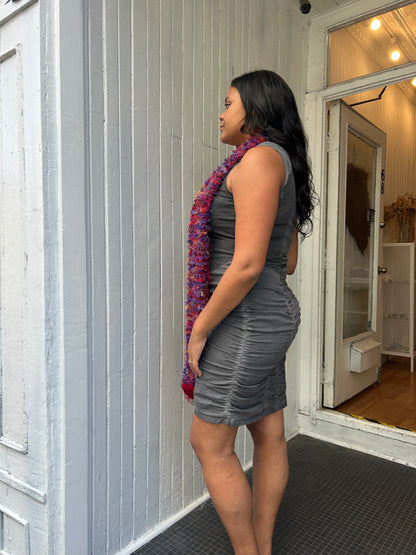 Ruched Gray Maxi Dress