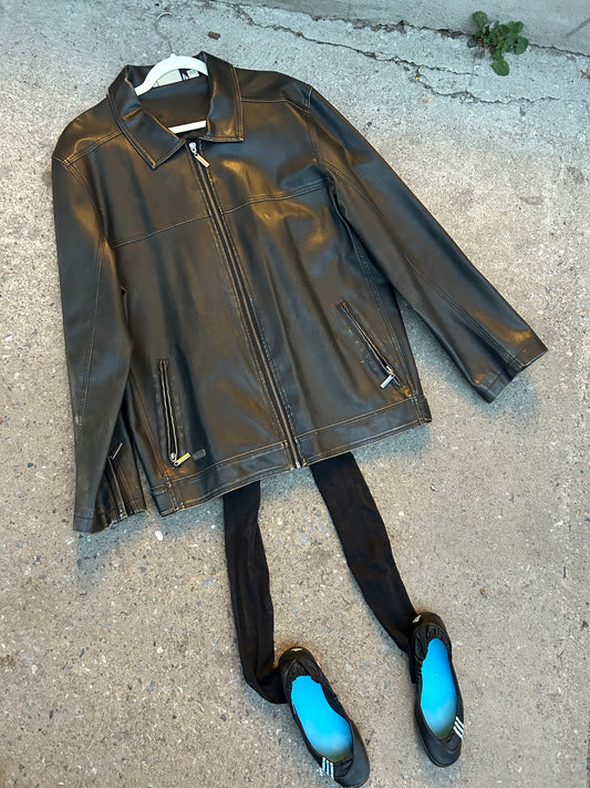 Distressed Faux Leather Jacket