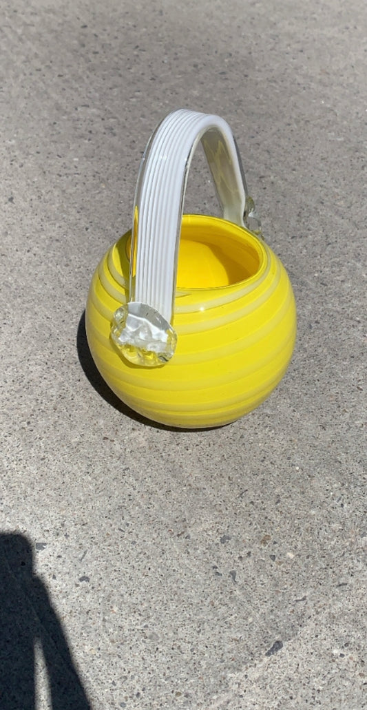 Swirly Yellow Basket Vase