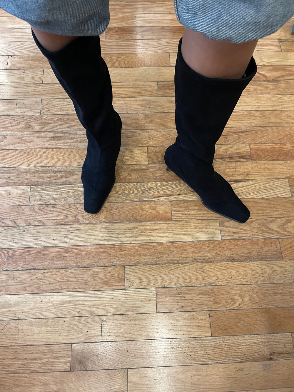 Black Square Toe Boots (40)