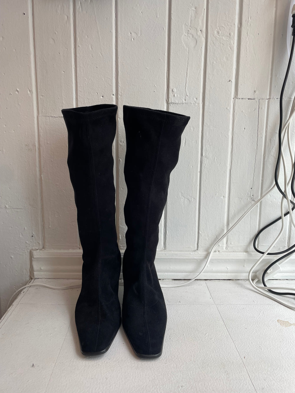 Black Square Toe Boots (40)