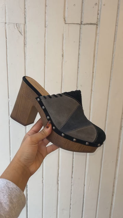 Suede Patchwork Clogs