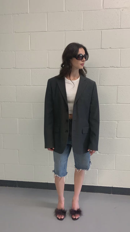 Oversized Dark Grey 3-Button Blazer