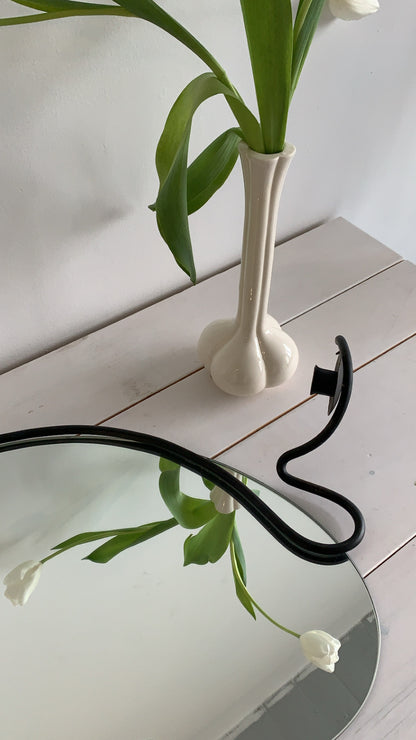 Sculptural Wrought Iron Mirror with Candlestick