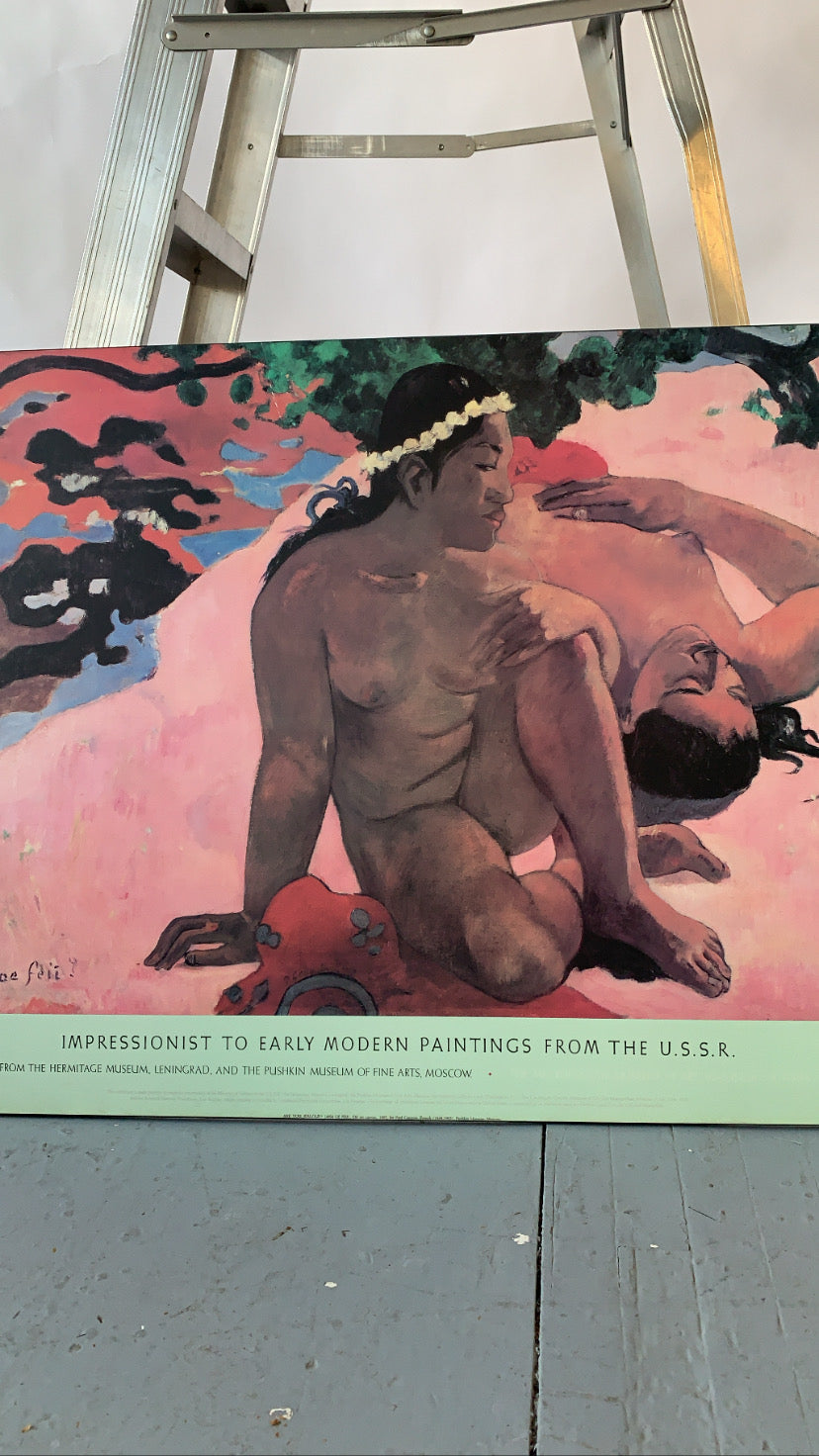 Vintage XL laminate of Paul Gauguin’s 1892 “Are you jealous? (AHA OE FEII)” Work